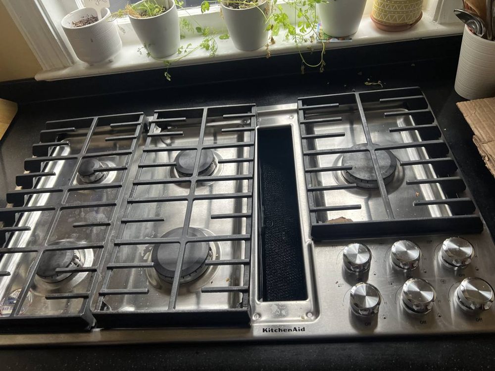 Kitchen appliance installed and connected