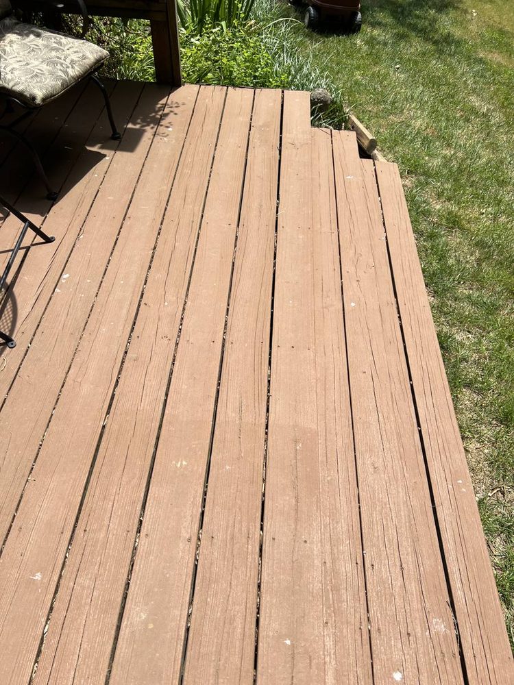 Residential deck boards, railing and framing after repair