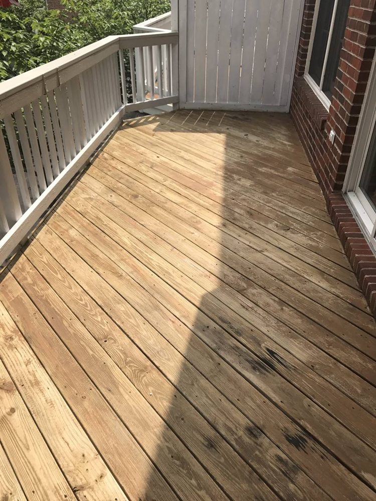 Residential deck boards, railing and framing after repair