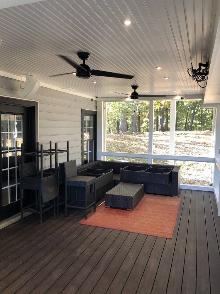 Residential deck boards, railing and framing after repair