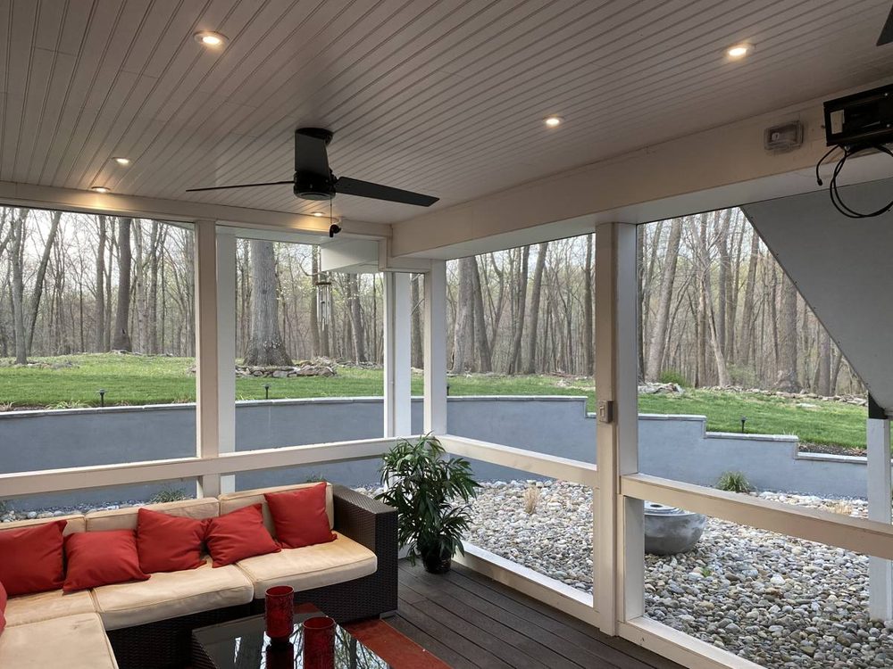 Residential deck boards, railing and framing after repair