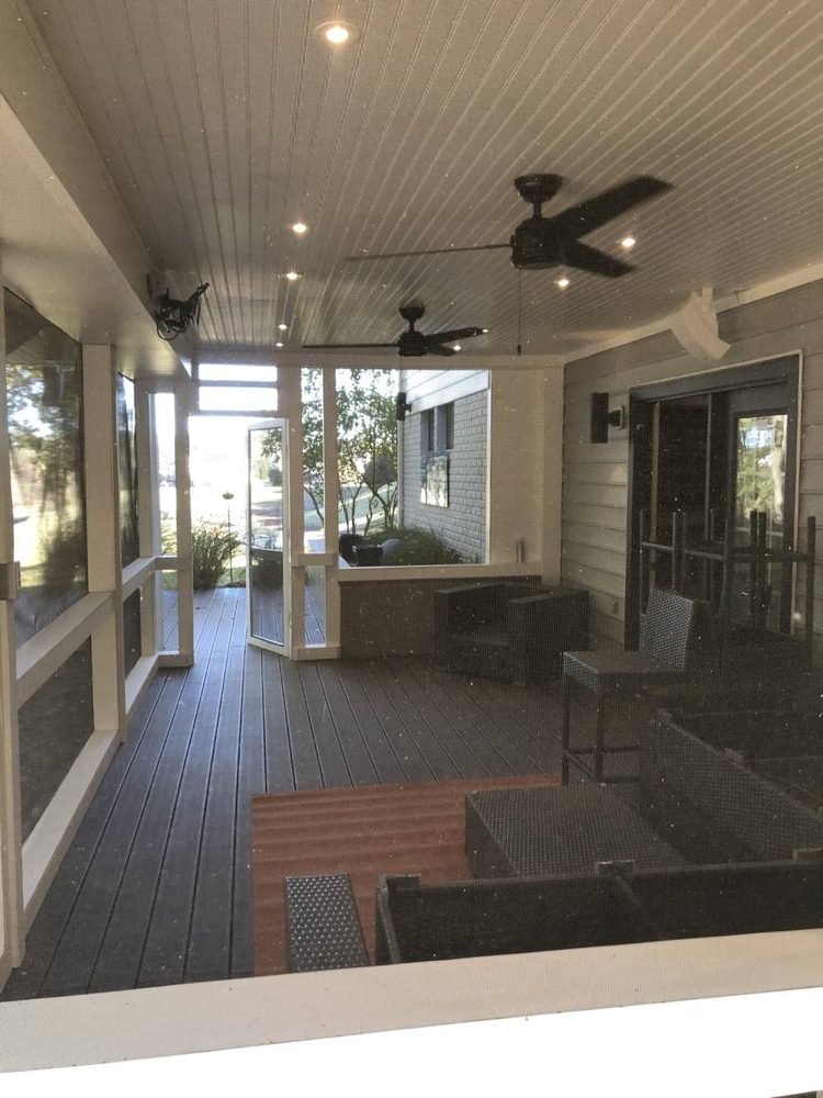 Residential deck boards, railing and framing after repair
