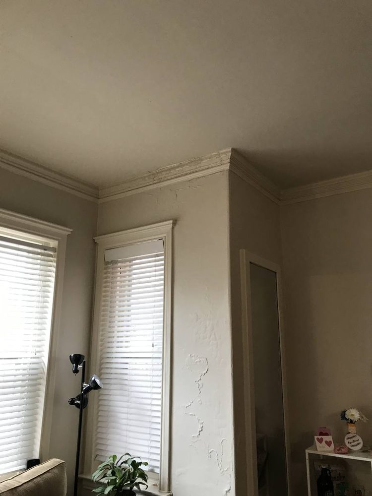 Wall and ceiling drywall finished and painted after patching, after the work