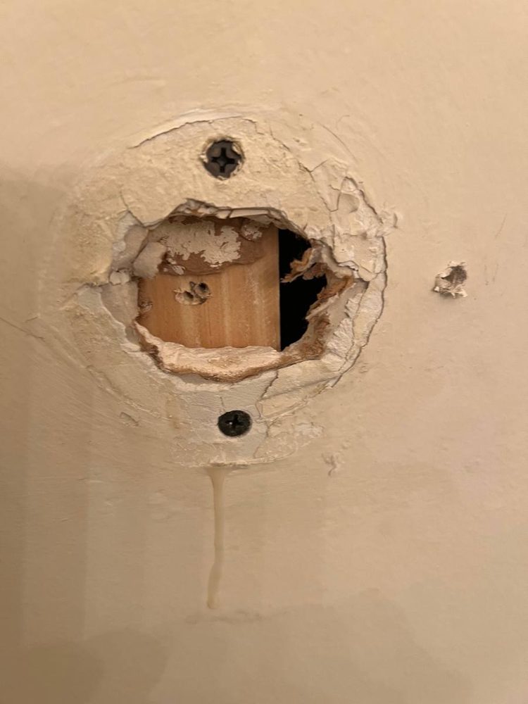 Wall and ceiling drywall finished and painted after patching, before the work