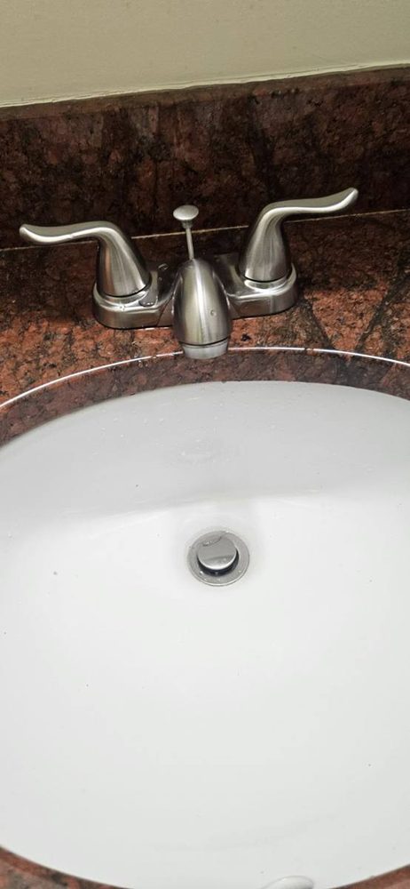 Bathroom faucet installed on a sink
