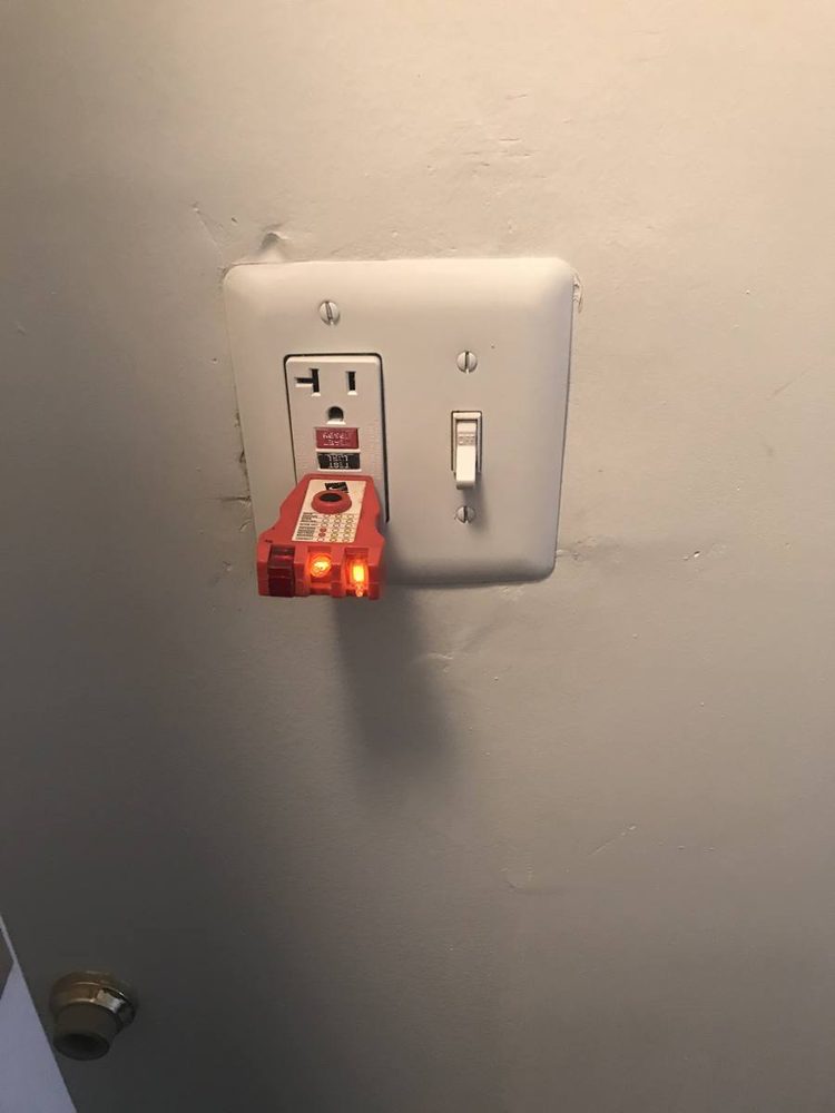 Replacement wall outlet and switch plate installed
