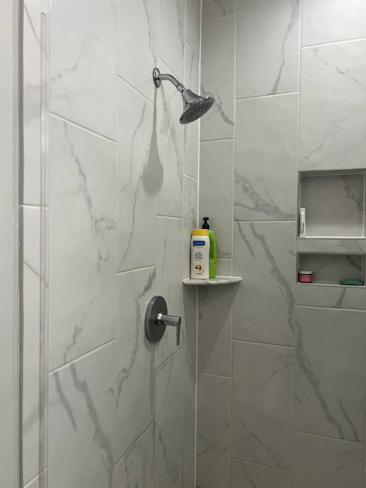 Shower head installed and running