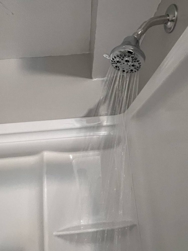 Shower head installed and running
