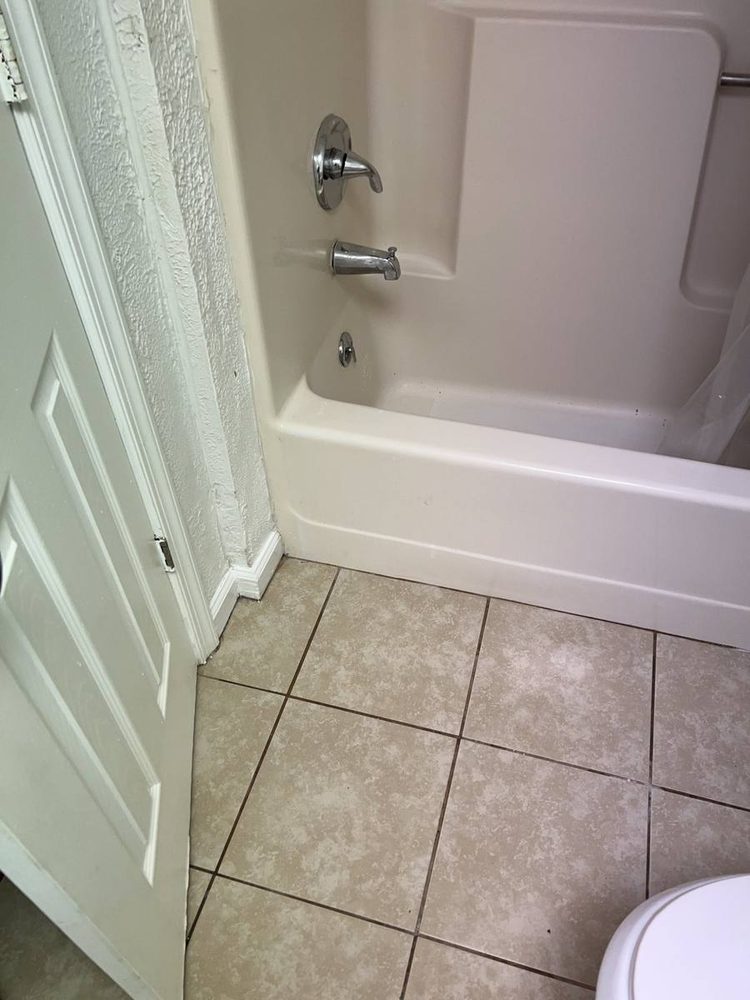 Shower and tub valve trim installed on a finished wall