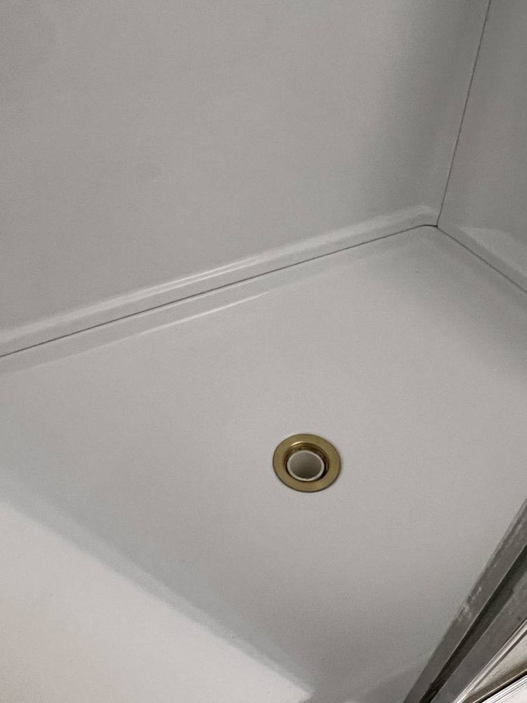 Shower and tub valve trim installed on a finished wall