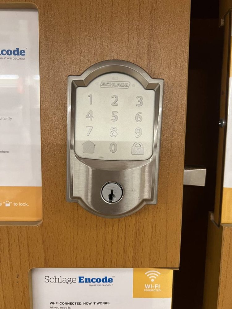 Keypad smart lock installed on an entry door