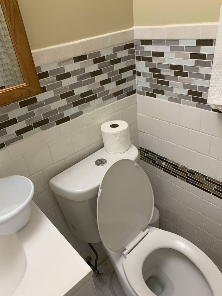 Toilet set, sealed and finished in a residential bathroom