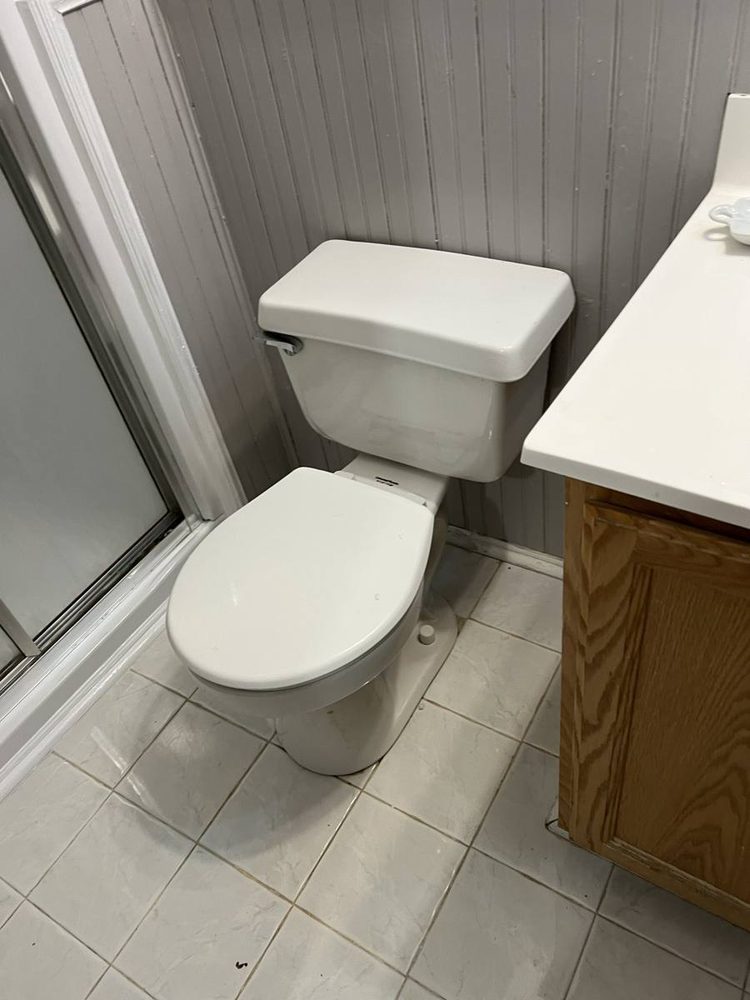 Toilet set, sealed and finished in a residential bathroom