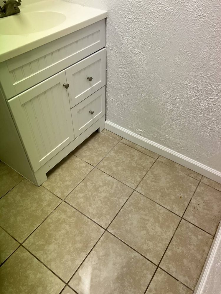 Bathroom vanity and sink installed and plumbed