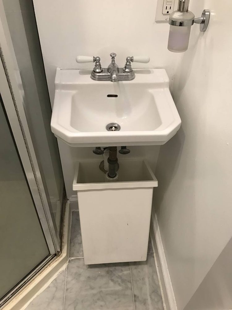 Bathroom vanity and sink installed and plumbed