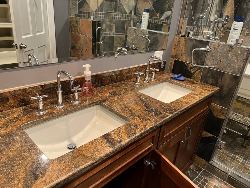 Bathroom vanity and sink installed and plumbed