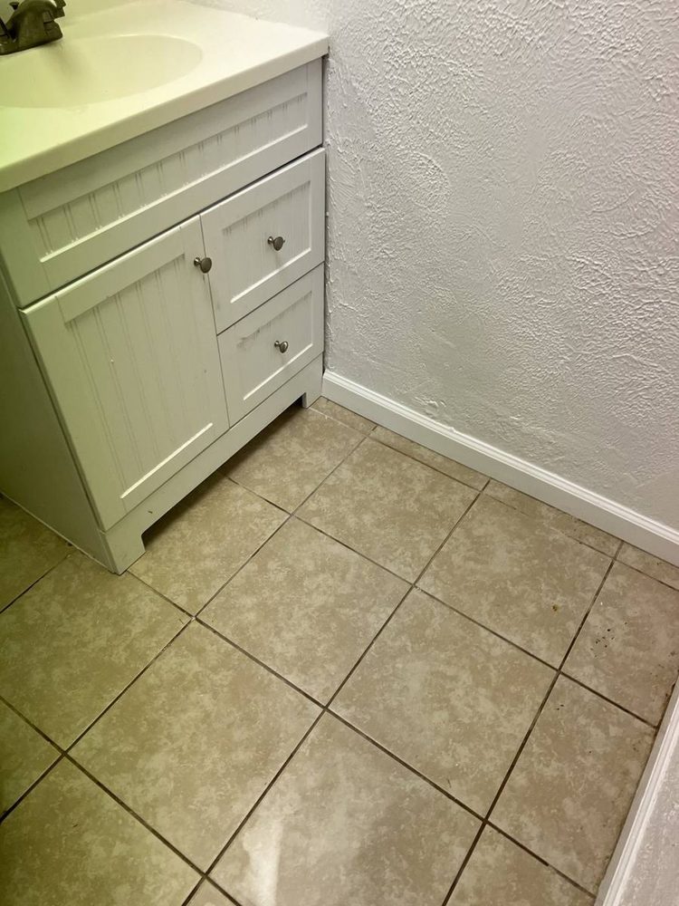 Bathroom vanity and sink installed and plumbed